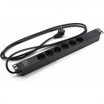 Блок розеток для 19" шкафов HYPERLINE SHE19-6SH-2.5EU Блок розеток для 19" шкафов HYPERLINE SHE19-6SH-2.5EU