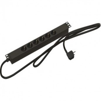 Блок розеток для 19" шкафов HYPERLINE SHE19-6SH-2EU Блок розеток для 19" шкафов HYPERLINE SHE19-6SH-2EU