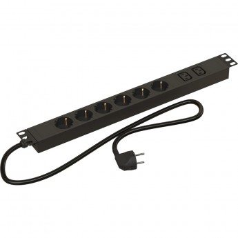 Блок розеток для 19" шкафов Hyperline SHE19-6SH-2IEC-2.5EU Блок розеток для 19" шкафов Hyperline SHE19-6SH-2IEC-2.5EU