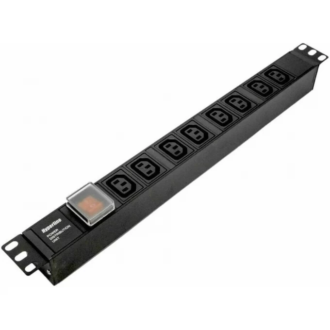 Блок розеток для 19" шкафов HYPERLINE SHE19-8IEC-S-IEC черный 426785 Блок розеток для 19" шкафов HYPERLINE SHE19-8IEC-S-IEC черный 426785