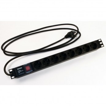 Блок розеток для 19" шкафов HYPERLINE SHE19-8SH-S-2.5EU Блок розеток для 19" шкафов HYPERLINE SHE19-8SH-S-2.5EU