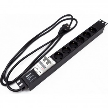Блок розеток HYPERLINE SHE19-6SH-B-2.5EU для 19" шкафов Блок розеток HYPERLINE SHE19-6SH-B-2.5EU для 19" шкафов