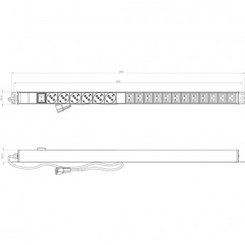 Блок розеток, вертикальный HYPERLINE SHE-6SH-12IEC-S-2.5AIEC