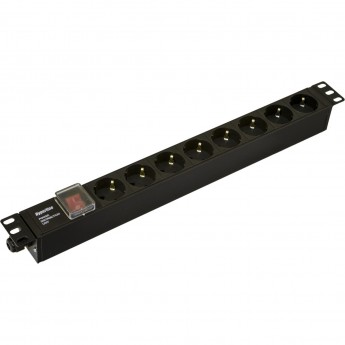 Горизонтальный блок розеток HYPERLINE SHE19-8SH-CB для 19" шкафов