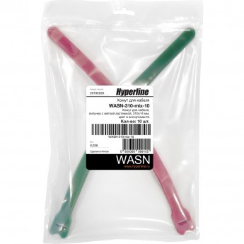 Хомут для кабеля, липучка с мягкой застежкой HYPERLINE WASN-310-mix-10