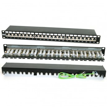 Патч-панель 19" HYPERLINE PP2-19-24-8P8C-C6A-SH-110D