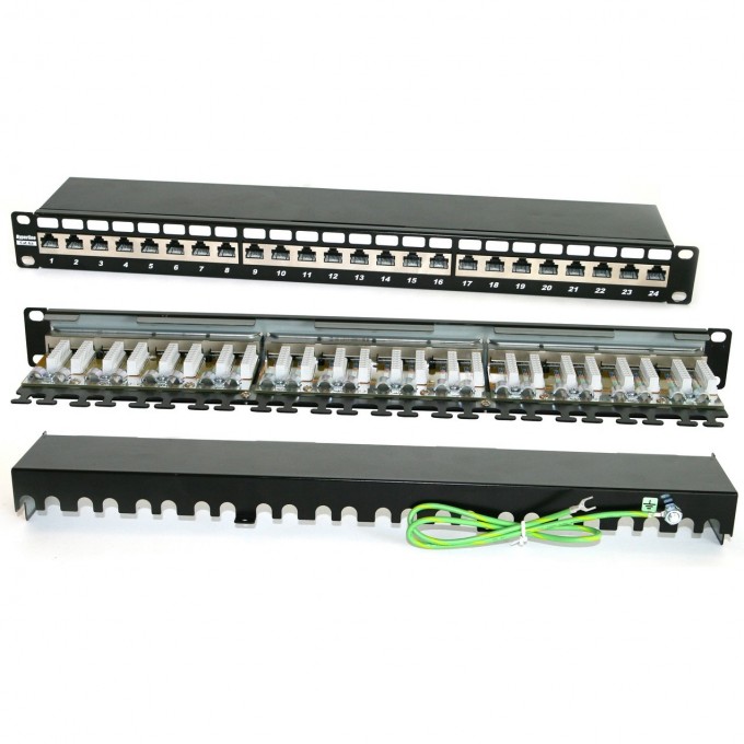 Патч-панель 19" HYPERLINE PP2-19-24-8P8C-C6A-SH-110D 48584