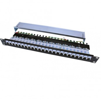 Патч-панель 19" HYPERLINE PP3-19-24-8P8C-C6-SH-110D, 1U, 24 порта RJ-45, категория 6, черный