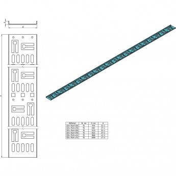 Перфорированный вертикальный кабельный организатор-лоток HYPERLINE CDV-M-75x9-42U-RAL9005