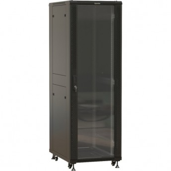 Шкаф напольный HYPERLINE TTBR-3266-AS-RAL9004 19-дюймовый, 32U, 1610x600х600 мм передняя стеклянная дверь со стальными перфорированными боковинами, задняя дверь сплошная ручка с замком черный Шкаф напольный HYPERLINE TTBR-3266-AS-RAL9004 19-дюймовый, 32U, 1610x600х600 мм передняя стеклянная дверь со стальными перфорированными боковинами, задняя дверь сплошная ручка с замком черный