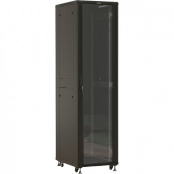 Шкаф напольный HYPERLINE TTBR-4761-AS-RAL9004 19-дюймовый 47U 2277х600х1000 мм передняя стеклянная дверь со стальными перфорированными боковинами, задняя дверь сплошная ручка с замком черный Шкаф напольный HYPERLINE TTBR-4761-AS-RAL9004 19-дюймовый 47U 2277х600х1000 мм передняя стеклянная дверь со стальными перфорированными боковинами, задняя дверь сплошная ручка с замком черный