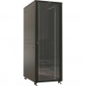 Шкаф напольный HYPERLINE TTBR-4788-AS-RAL9004 19-дюймовый 47 2277x800х800 мм передняя дверь стеклянная, задняя дверь сплошная ручка с замком 2 вертикальных кабельных организатора черный 537211