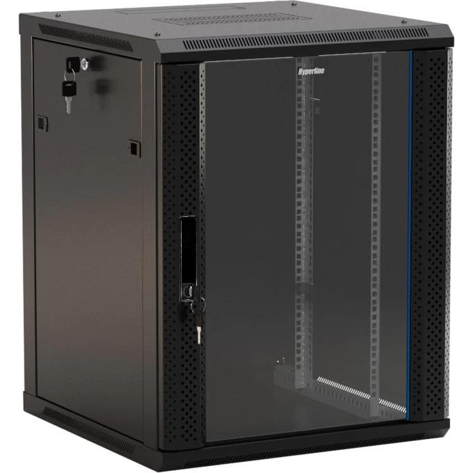 Шкаф настенный 19-дюймовый HYPERLINE TWB-FC-1566-GP-RAL9004 395556 Шкаф настенный 19-дюймовый HYPERLINE TWB-FC-1566-GP-RAL9004 395556