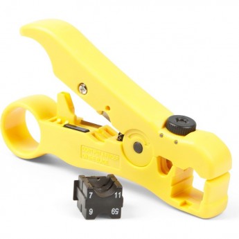 Универсальный инструмент для зачистки витой пары (UTP/STP), коаксиального кабеля RG-59/6, круглого и плоского телефонного кабеля HYPERLINE HT-352B