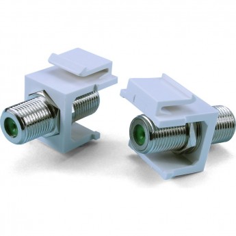 Вставка формата Keystone Jack с проходным адаптером F-типа HYPERLINE KJ1-FCON-3G-N-WH