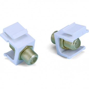 Вставка формата Keystone Jack с проходным адаптером F-типа HYPERLINE KJ1-FCON-G-WH