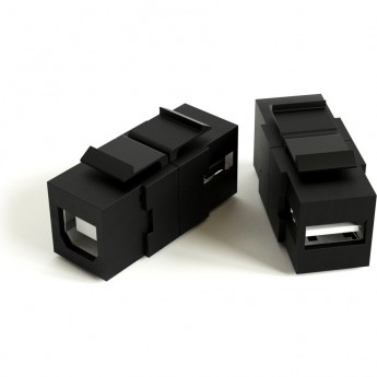 Вставка формата Keystone Jack с проходным адаптером USB 2.0 HYPERLINE KJ1-USB-A-B2-BK