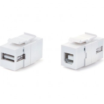 Вставка формата Keystone Jack с проходным адаптером USB 2.0 (Type A-B) HYPERLINE KJ1-USB-A-B2-WH