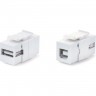 Вставка формата Keystone Jack с проходным адаптером USB 2.0 (Type A-B) HYPERLINE KJ1-USB-A-B2-WH 247142