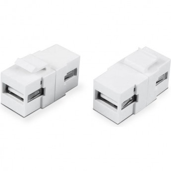 Вставка формата Keystone Jack с проходным адаптером USB 2.0 (Type A) HYPERLINE KJ1-USB-A2-WH