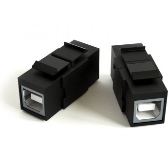 Вставка формата Keystone Jack с проходным адаптером USB 2.0 (Type B) HYPERLINE KJ1-USB-B2-BK