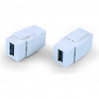 Вставка формата Keystone Jack с проходным адаптером USB 3.0 (Type A) HYPERLINE KJ1-USB-A3-WH