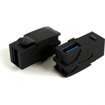 Вставка формата Keystone Jack с проходным адаптером USB 3.0 (Type A) HYPERLINE KJ1-USB-VA3-BK