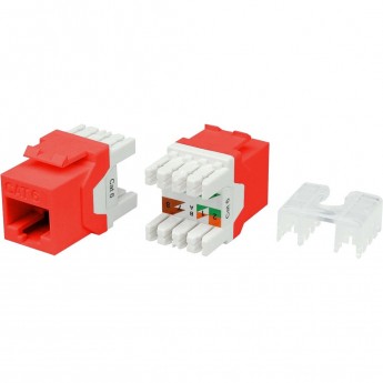 Вставка Keystone Jack RJ-45(8P8C) HYPERLINE KJ8-8P8C-C6-180-RD