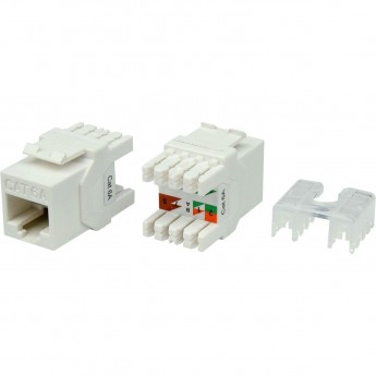Вставка Keystone Jack RJ-45(8P8C) HYPERLINE KJ8-8P8C-C6A-180-WH