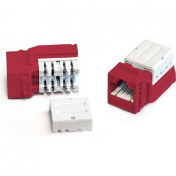 Вставка Keystone Jack RJ-45(8P8C) HYPERLINE KJNE-8P8C-C5e-90-RD