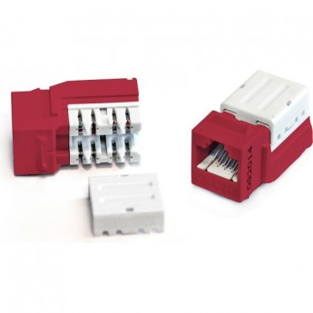 Вставка Keystone Jack RJ-45(8P8C) HYPERLINE KJNE-8P8C-C6-90-RD